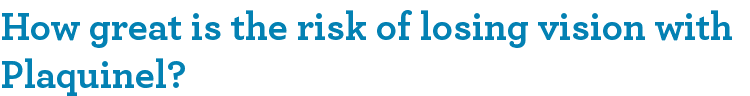 How great is the risk of losing vision with Plaquinel?